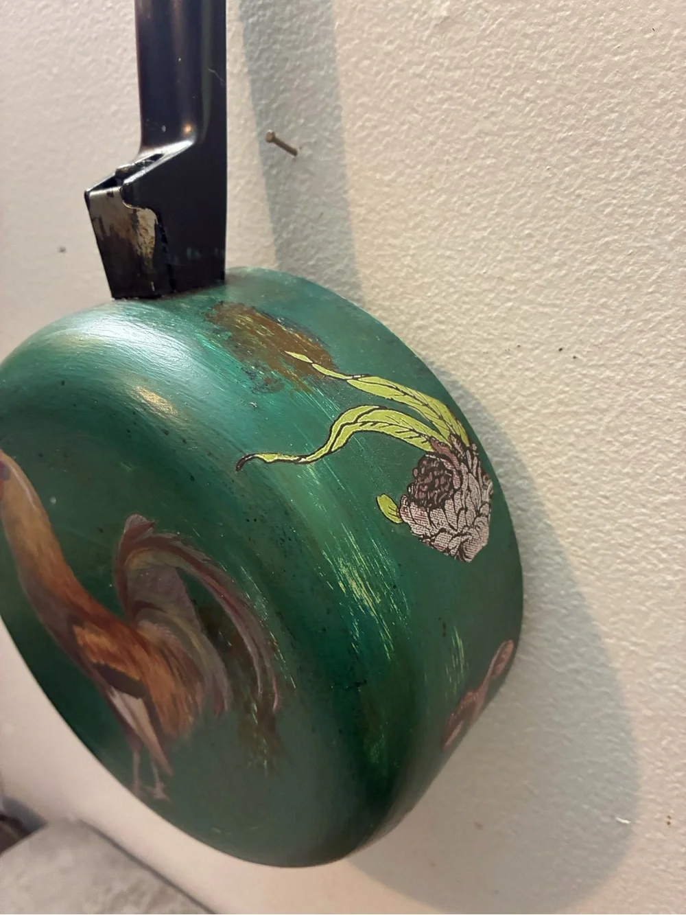 Green Rooster Decorative Wall Pan